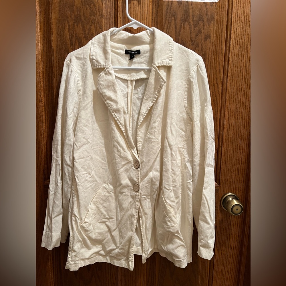 Torrid Linen Longline Button Front Blazer